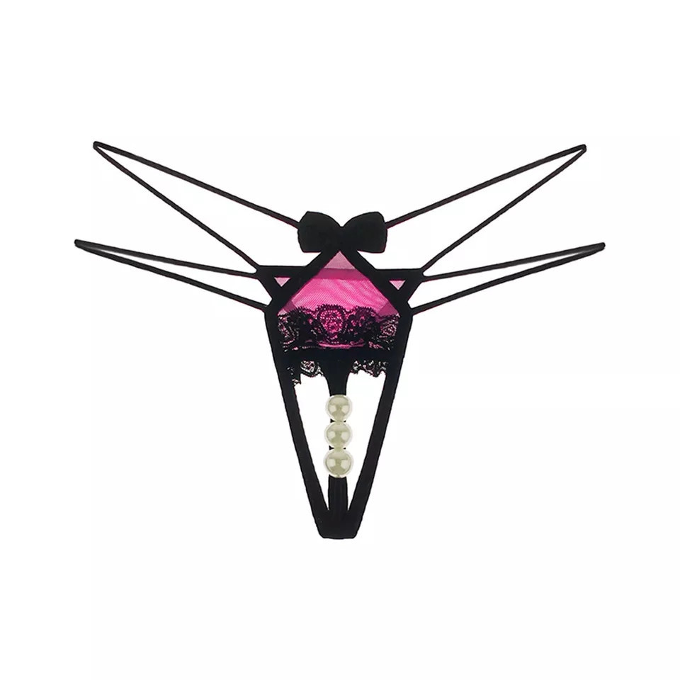 Трусики з перлами 40-44 чорно-малиновий Київ - фото 1