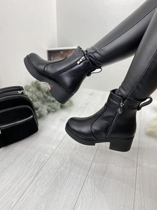 Жіночі черевики Б02-3516 чорні натуральна шкіра висота 13 см підошва 3 см (1132) Коломыя - изображение 4