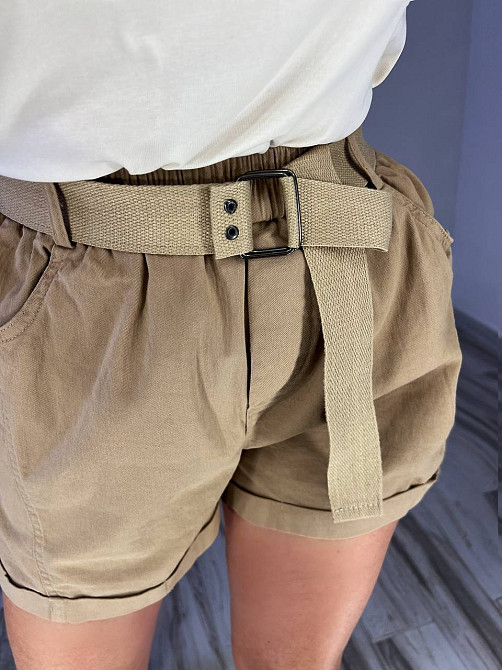 Шорты женские A-N 5701 мом на резинке с ремнем короткие бежевые, бежевый, M, M, 80 см, 105 см Киев - изображение 7