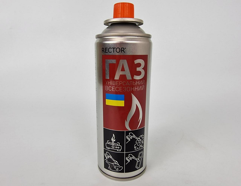 Газ універсальний всесезонний Rector 400 мл (220 г), 1 шт., балон для портативних пальників і плит Харків - фото 1