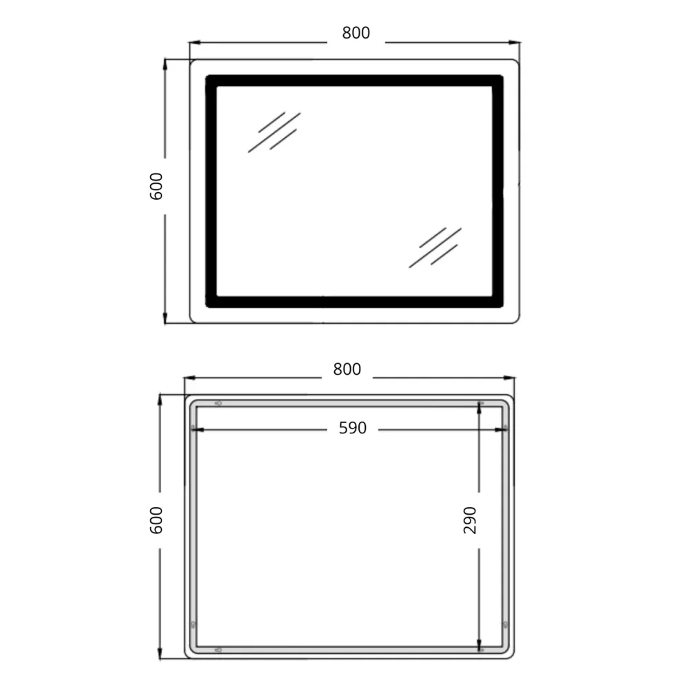 Дзеркало Qtap Cardinal (CA2) 800х600 з LED-підсвіткою Touch, з антизапотіванням, з димером, темп. кольору (3000-6500K) Reverse Київ - фото 10