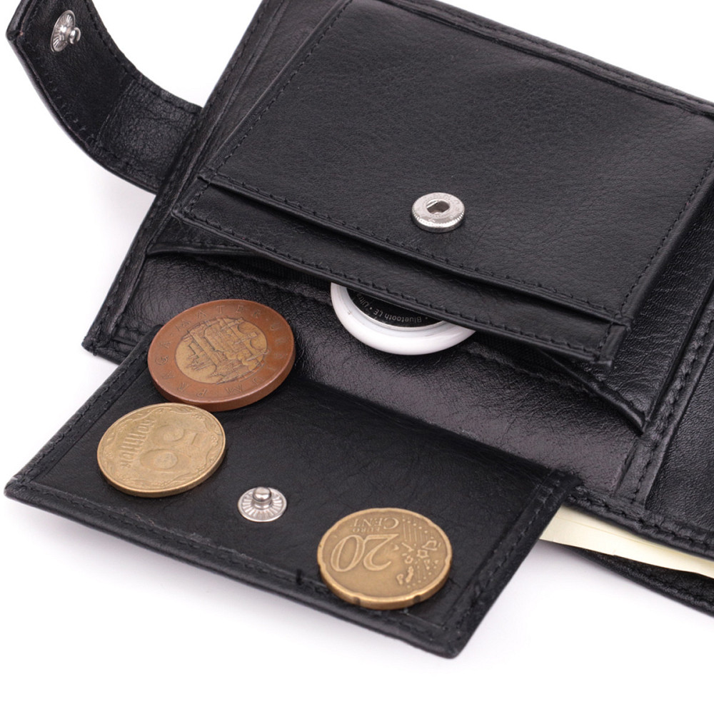 Вместительный мужской кошелек из натуральной кожи Черный (BOND) Киев - изображение 2