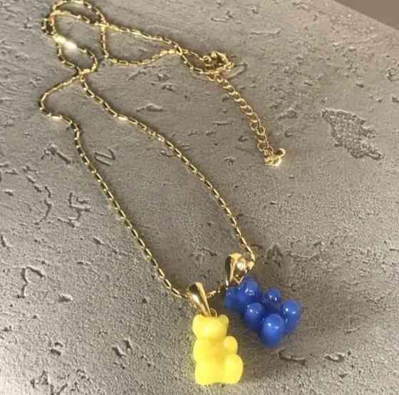 Цепочка с мишками 44 см желто-голубой Киев
