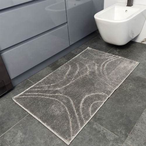 Набір килимків для ванної кімнати 2шт 57*100см+57*50см U-виріз Абстракція Joy сірий тафтинг Дариана Житомир - фото 3