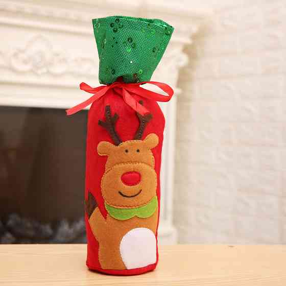 Чехол на бутылку новогодний Олень с пайетками 30 на 12 см разноцветный Киев