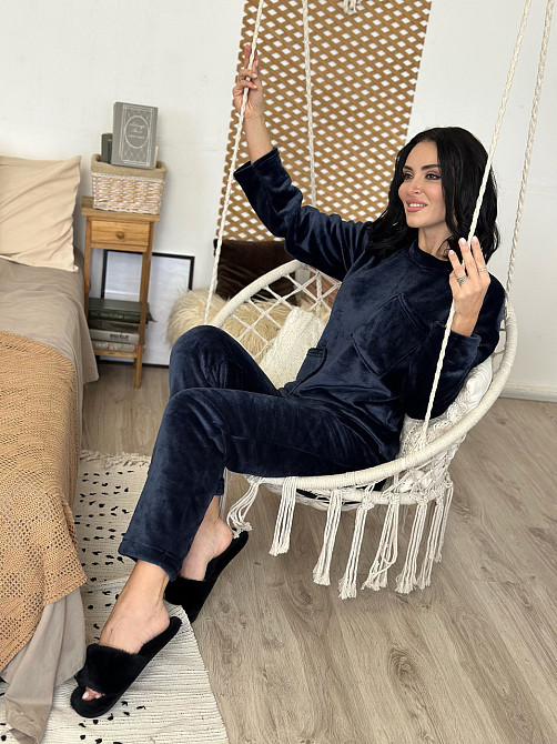 Махровый костюм с декоративными карманами Luci 46-48, Темно-синий Киев - изображение 3