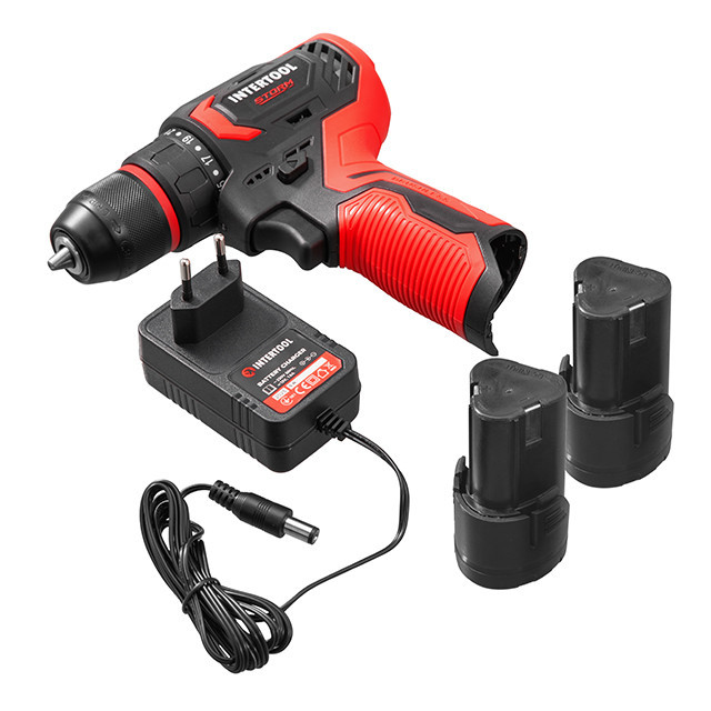 Дриль-шурупокрут акумуляторний, безщітковий двигун, 12 В, 50 Nm, 0-500/0-1900 об/хв, патрон 0,8-10 мм, 2x2,0 Аг INTERTOOL WT-0322 Киев - изображение 8