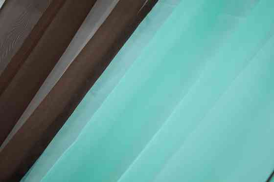 Кухонные шторы VR-Textil № 017к комбинированные с подвязками венге с бирюзовым 270х170 см (52-0319) Киев