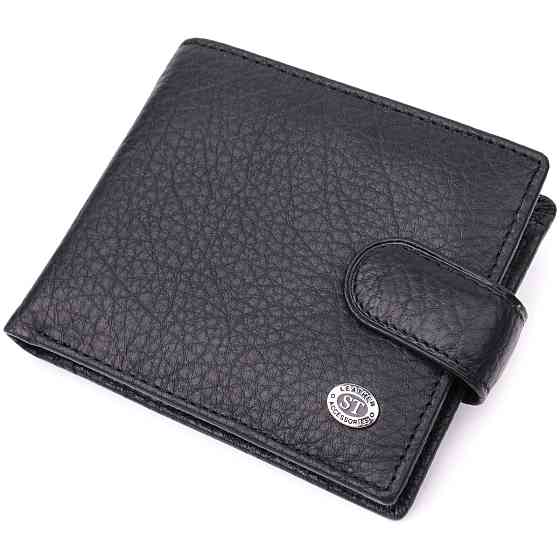 Мужской бумажник удобного размера из натуральной кожи ST Leather 22471 Черный Киев
