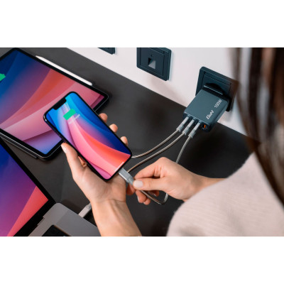 Зарядное устройство Verbatim GaN 100 W 4 ports (2xUSB-C-100 W,USB-C 65 W /USB-A -3.0) (32202) Винница - изображение 7