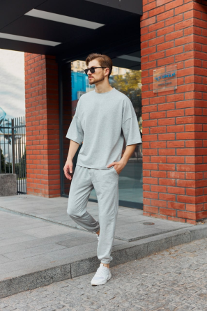 Комплект мужской футболка штаны Марсель оверсайз Серый XL Харьков