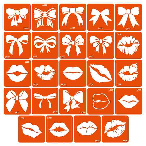 Набор трафаретов для био-тату «G+L - губки и бантики» g-L-simple_24_1 Винница