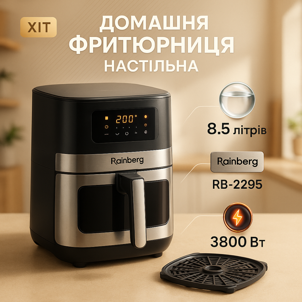 Фритюрниця електрична для фрі Rainberg, Фритюрниця знежирена Потужна без олії CY-15 Львів - фото 12