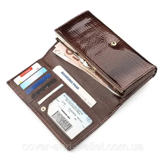 Женский лаковый кожаный кошелек золотистого цвета ST Leather S9001A Киев
