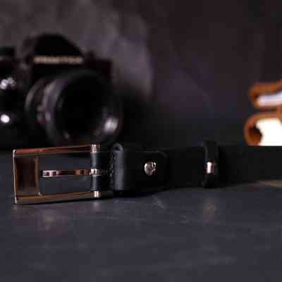 Ремень Grande Pelle Тонкий женский кожаный Черный (11673) Винница