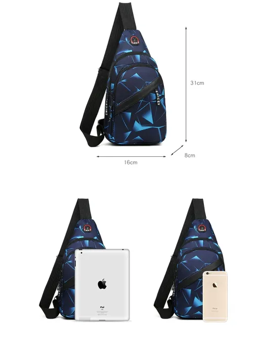 Сумка через плече чорно-синя - розмір сумки 31*16*8 см, 2 кишені зовні, та 1 в середині Київ - фото 2