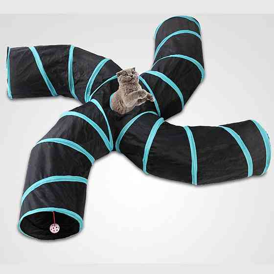 Ігровий тунель для котів з іграшкою, складний 4-х сторонній Київ