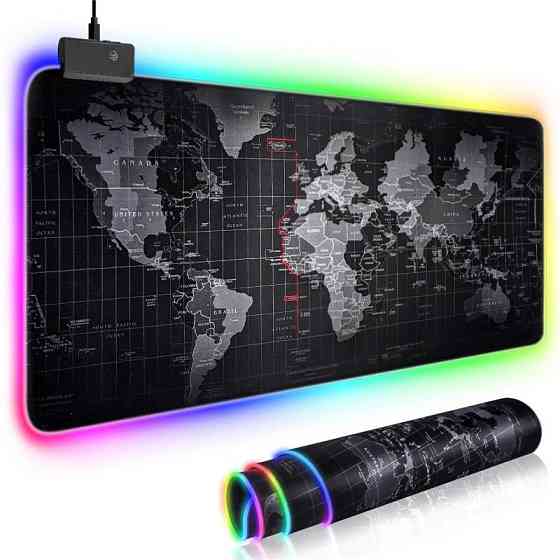 Великий геймерський RGB килимок (ігрова поверхня) з підсвічуванням для миші 800 x 300 x 3 мм Бровари