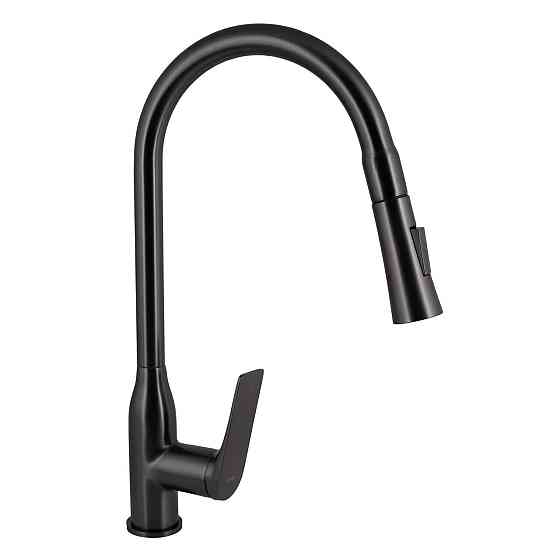 Смеситель для кухни Qtap Vlasta New с выдвижным изливом QTVLA344GMB45647 Gunmetal Black PVD Киев