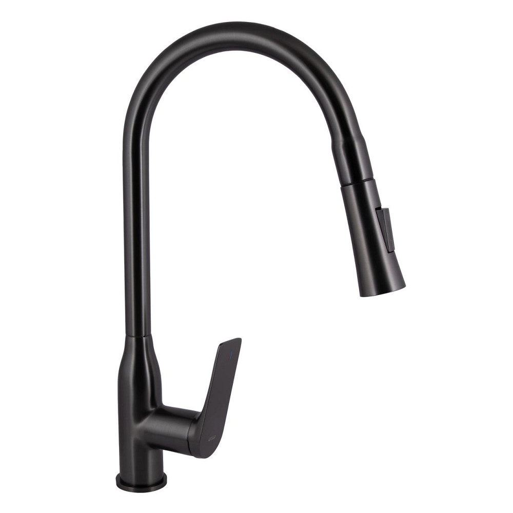 Смеситель для кухни Qtap Vlasta New с выдвижным изливом QTVLA344GMB45647 Gunmetal Black PVD Киев - изображение 1