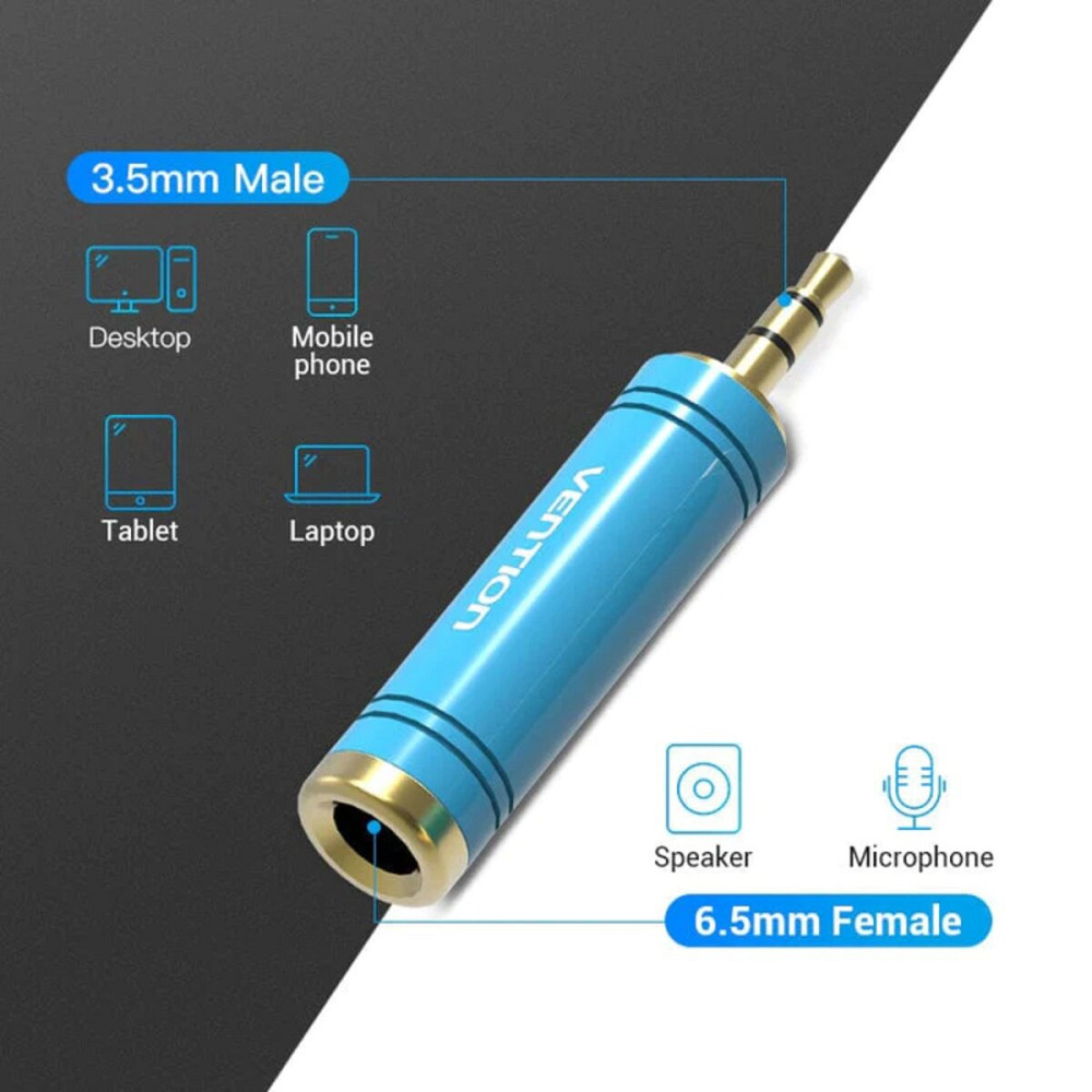 Адаптер Vention 3.5mm Male to 6.35mm Female Audio Adapter Blue Aluminum Alloy Type (VAB-S04-L) Київ - фото 3