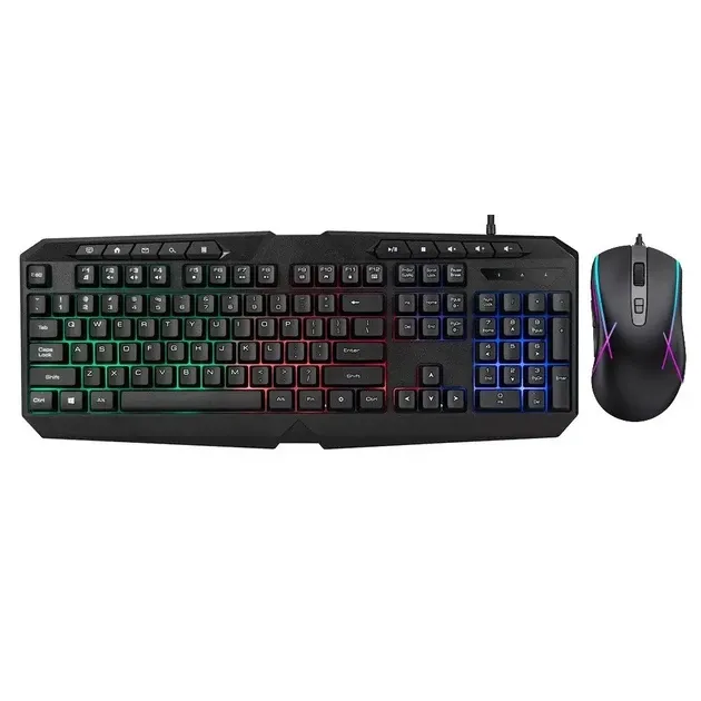 Ігровий набір, клавіатура механічна з мультимедійними клавішами та мишка з підсвічуванням, RGB-підсвічування Одеса - фото 5