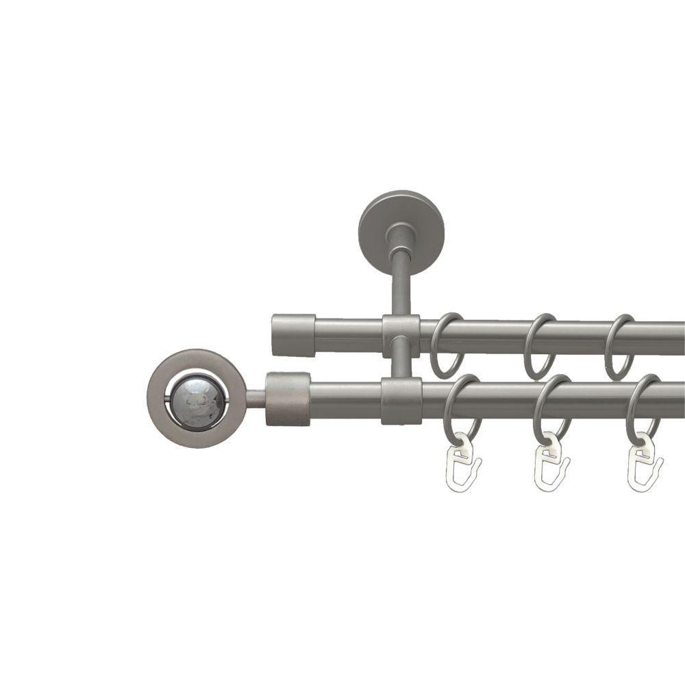 Карниз Orvit Пополо Комбінований металевий дворядний закритий гладка труба кільце металеве Сатин 16\16 мм 160 Львов - изображение 1