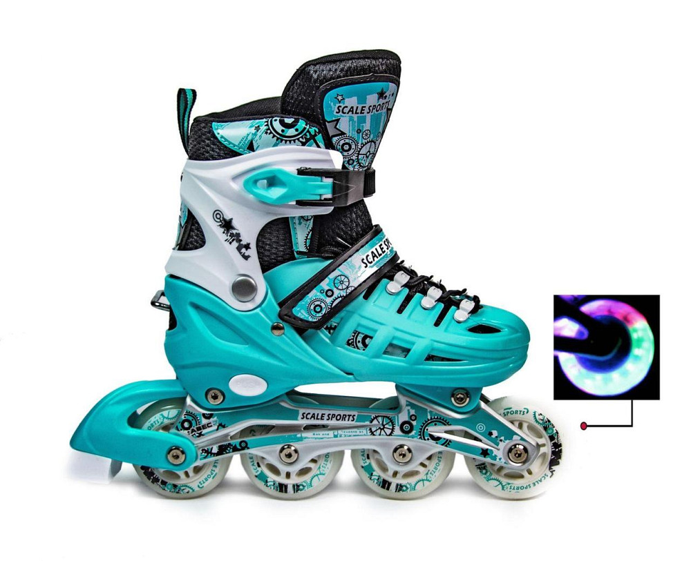 Раздвижные ролики Scale Sports, Мятного цвета, с полиуретановыми колесами. Размер 29-33 Одесса - изображение 2