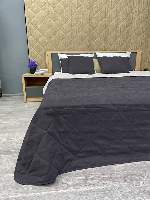 Покрывало стеганое Decorator Sparta Diamond ромб 240х260 см графитовый (85-062) Киев - изображение 6