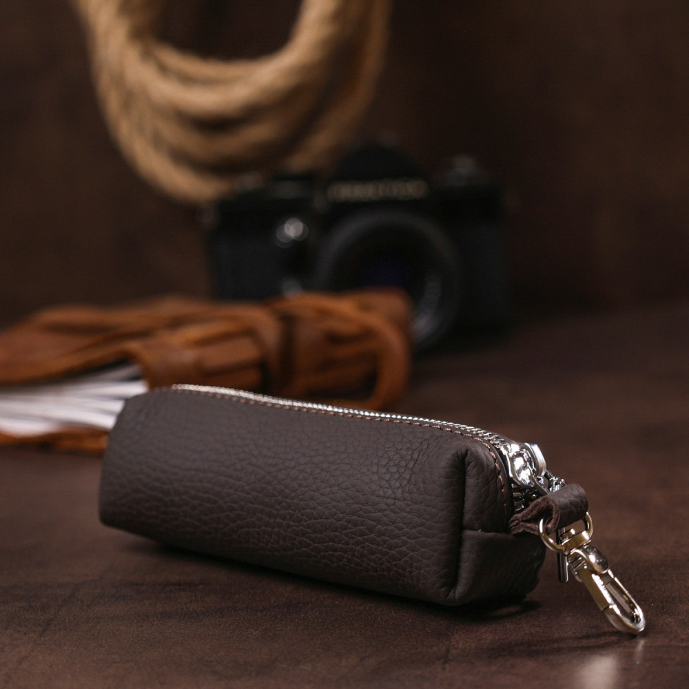 Матова шкіряна ключниця Коричневий (SHVIGEL) Київ - фото 4