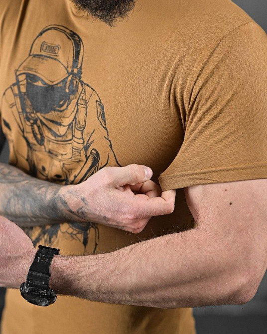 Бавовняна мілітарі футболка тактика кайот ДЛ6350 Одеса - фото 4