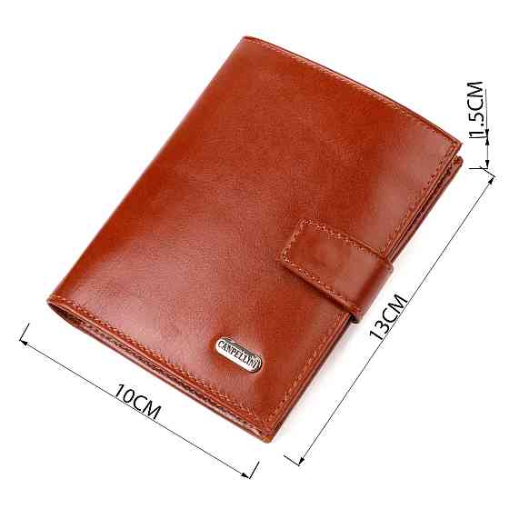 Привлекательный вертикальный мужской бумажник среднего размера из натуральной гладкой кожи CANPELLINI 21858 Киев