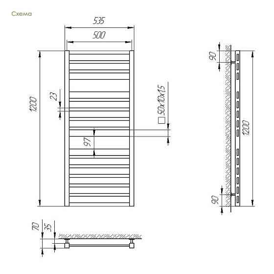 Водяна сушарка для рушників Laris Бонд П14 500 х 1200 Київ