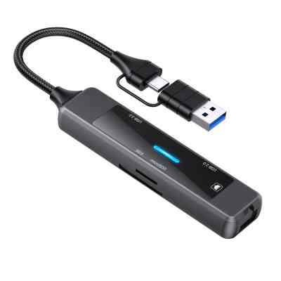 Концентратор XoKo USB-C 5-in-1 USB 3.0 + USB 2.0 + SD/TF + RJ45 100Mbps silver (XK-AC-350) Вінниця