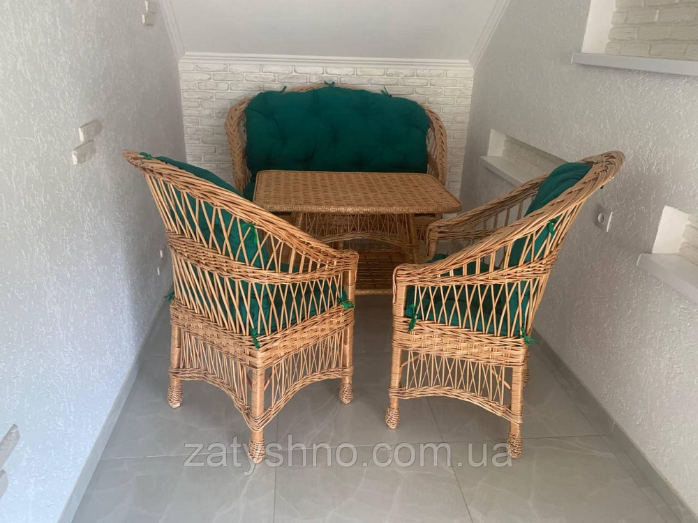 Дачні плетені меблі з лози | комплект меблів із лози | крісла диван та стіл від виробника Київ - фото 6