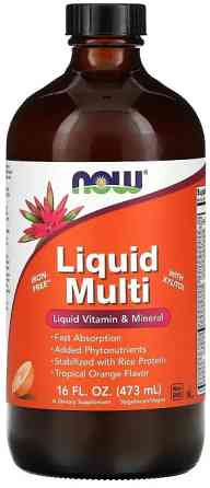 Мультивітаміни без заліза Now FoodМультивитамины от Now Foods — это жидкий комплекс, содержащий витамиLiquid Multi 473 мл апельсин Київ