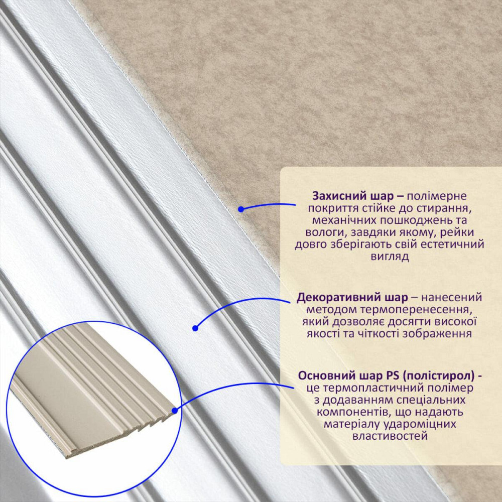 Декоративная бежевая рейка с серебристым акцентом Киев - изображение 2