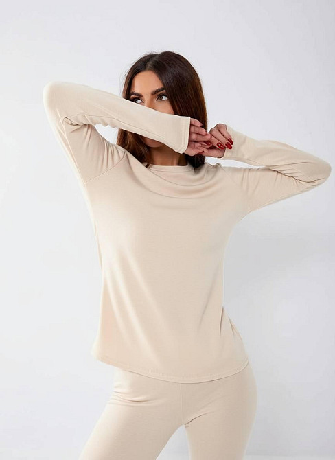 Жіноча повсякденна термобілизна хб джерсі на флісі Молочний, S-M Одеса - фото 4