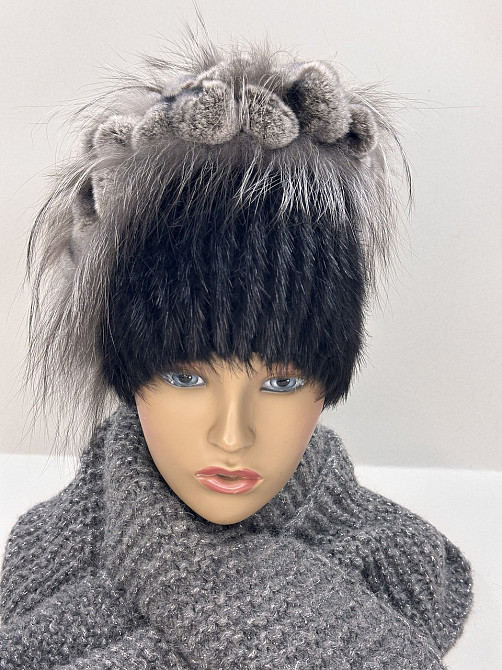 Шапка жіноча хутряна водоспад Мілєна Чорний Харків - фото 10