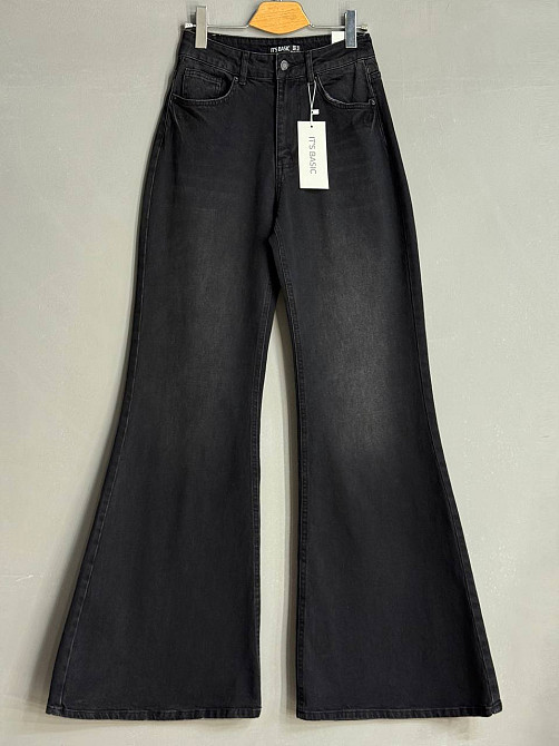 Джинсы женские Its Basic 3992-2 flare супер клеш широкие черные, черный, 40, 40, 79 см, 107 см Киев - изображение 11
