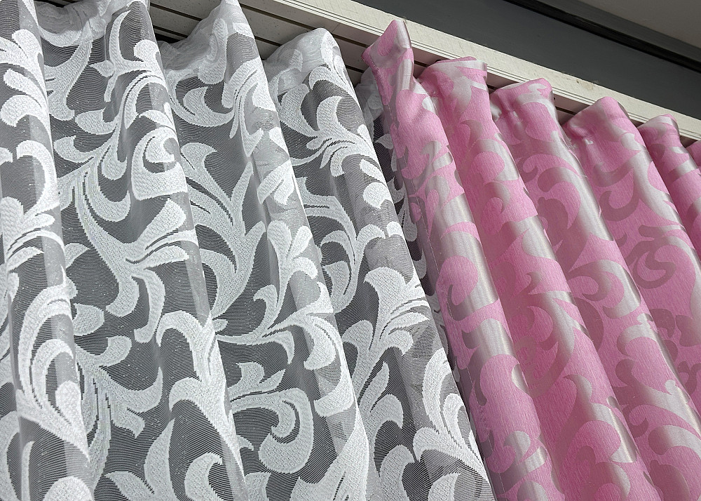 Комплект штор VR-Textil Жаккард Вензель 150х270 2шт и Тюль 600х270 476ш-1147т Розовый с белым 71-102/5 Киев - изображение 8