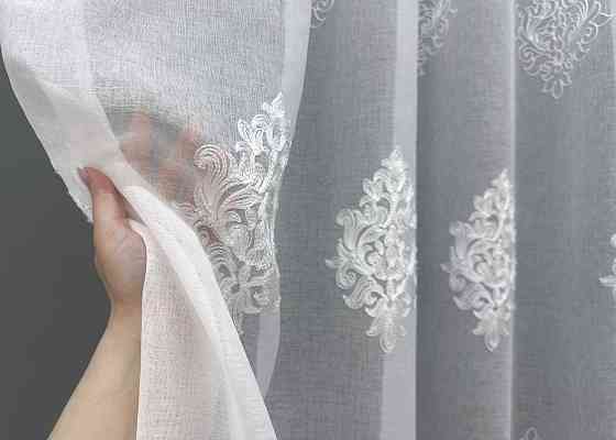 Тюль батист с вышивкой, высотой 2,8м цвет белый 1677т Киев