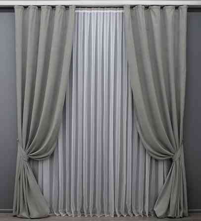 Комплект готовых штор VR-Textil Микровелюр Petek № 1477ш Светло-серый 150х270 см 2 шт (33-0559) Киев