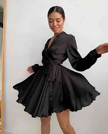 Женское вечернее романтичное мини платье шелк Черный Одесса