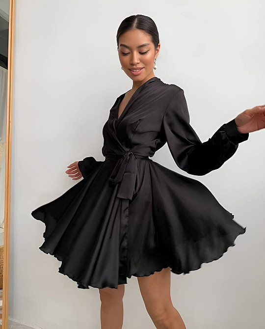 Женское вечернее романтичное мини платье шелк Черный Одесса - изображение 1