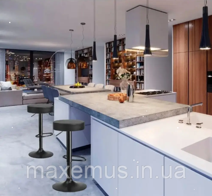 Барный стул для барной стойки без спинки на кухню на черной основе высокий Hoker эко кожа B 067 черн Львов - изображение 8