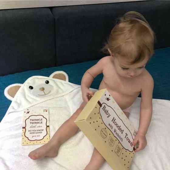 Дитячій Рушник з Капюшоном Lovely Svi Ведмедик з коричневими вушками в Коробці - Махровий Бамбуковий Банний Уголок 90 на 90 см Київ