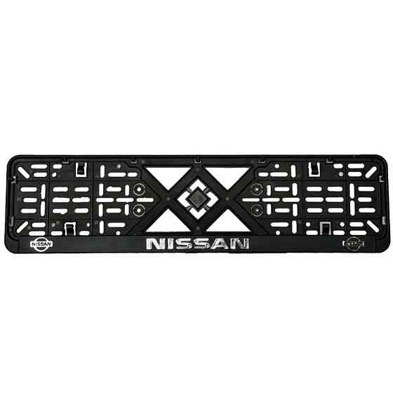 Рамка номерного знаку хром надпис Nissan пластик чорна 1шт Київ