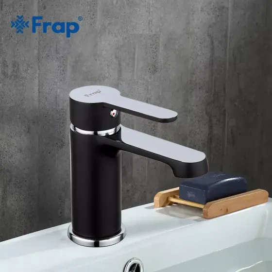 Смеситель для умывальника Frap F1042 черный/хром Киев