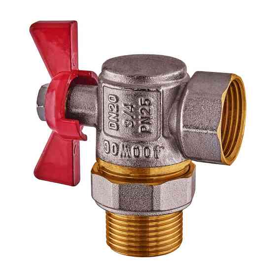 Кран з американкою кутовий, Waterpro WP400-20FMW-L - 3/4" ручка "метелик" червона (WP2896) Київ